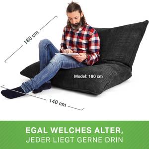 XXL Sitzsack "Square" aus Cord – 370 L Schwarz