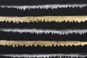 Gerahmtes Acrylbild Schmelzendes Gold Schwarz - Weiß - Massivholz - Textil - 82 x 122 x 5 cm