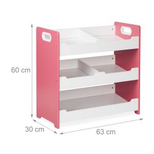 Kinderregal mit 5 Fächern Pink - Weiß - Holzwerkstoff - 63 x 60 x 30 cm