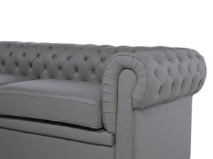 3-Sitzer Sofa CHESTERFIELD Grau - Eiche Dunkel - 196 x 70 x 80 cm