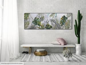 Acrylbild handgemalt Wildlife Grün - Massivholz - Textil - 150 x 50 x 4 cm