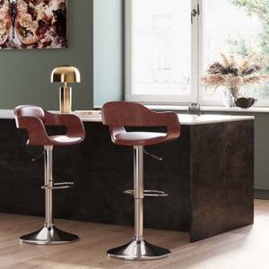 Tabouret de bar Monaco Marron - Cuir synthétique - 48 x 106 x 48 cm