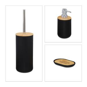 6 accessoires salle de bain en bambou Noir - Marron clair