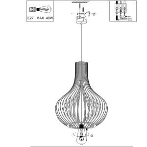 Pendentif Smukt Partiellement en peuplier massif - 1 ampoule