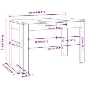 Esstisch 3000069 Grau - Holzwerkstoff - 60 x 76 x 120 cm