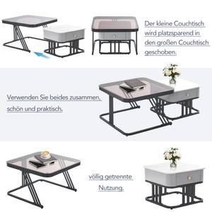 Couchtisch MARBSunset (2er Set) Schwarz - Holzwerkstoff - Glas - Metall - 70 x 44 x 70 cm