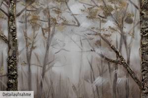 Impression sur toile Forêt du Silence Marron - Gris - Bois massif - Textile - 150 x 50 x 4 cm
