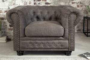 Sessel CHESTERFIELD Grau - Textil - 110 x 70 x 86 cm