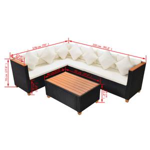 Gartenmöbel-Set Schwarz - Metall - Polyrattan - 60 x 39 x 95 cm