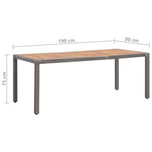 Gartentisch Grau - Polyrattan - Holzart/Dekor - 90 x 75 x 190 cm