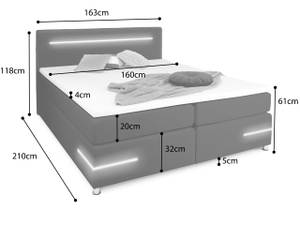 Boxspringbett DAYTONA Weiß - Breite: 160 cm