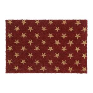 Kokos Fußmatte mit Sternen Braun - Rot - Naturfaser - Kunststoff - 60 x 2 x 40 cm