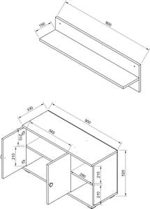 Schuhschrank Gados  2er Set Eiche - Weiß