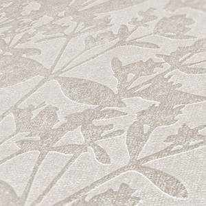 Florale Vliestapete 3D Silber Grau Grau - Textil