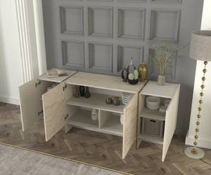 Sideboard mit Granit Optik Beige - Holzwerkstoff - 180 x 75 x 46 cm