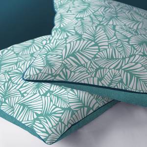 Bettwäsche Eukalyptus / Tropical Vibes Türkis - Weiß - Textil - 135 x 200 x 1 cm