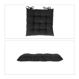 Galette de chaise noires en lot de 4 Noir - Matière plastique - Textile - 38 x 5 x 38 cm