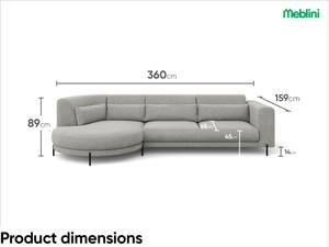 Ecksofa Bobby L-Form Rechts Hellgrau - Ecke davorstehend rechts - Longchair davorstehend rechts