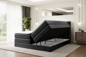 Boxspringbett OTTA KING Hochglanz Schwarz - Breite: 180 cm