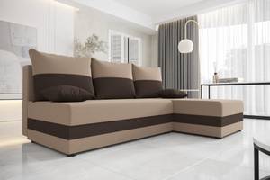 Ecksofa HEWLI Beige - Braun - Breite: 201 cm - Ecke davorstehend rechts