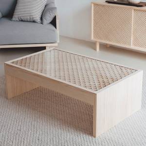 Couchtisch Vedella mit Glas Massivholz - Holzart/Dekor - 98 x 36 x 61 cm