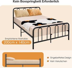 Metallbett Bettgestell Schwarz - Metall - 144 x 101 x 209 cm