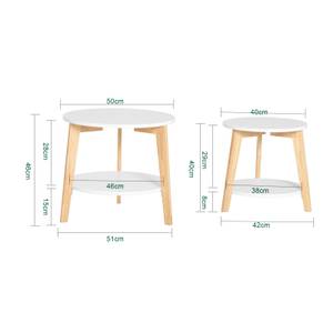 Table d'appoint FBT75-W Blanc - En partie en bois massif - 50 x 45 x 46 cm