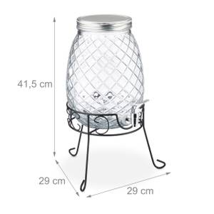 Getränkespender Set mit Gläsern Schwarz - Silber - Glas - Metall - Kunststoff - 29 x 42 x 29 cm