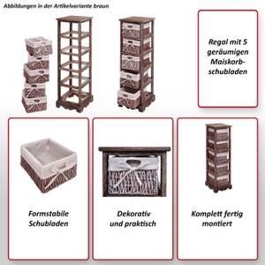Regal Kommode mit 5 Korbschubladen Weiß
