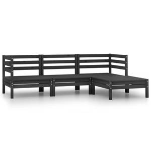 Salon de jardin Noir - Bois massif - Bois/Imitation - 64 x 63 x 64 cm