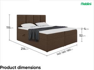 Boxspringbett Cristiano Braun - Breite: 140 cm - H3