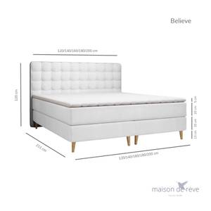 Boxspringbett Believe Hellgrau - Breite: 120 cm