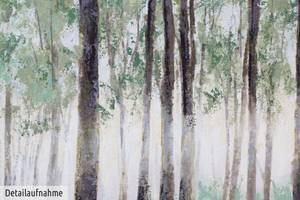 Tableau peint Le brouillard se dissipe Vert - Mauve - Bois massif - Textile - 120 x 75 x 4 cm