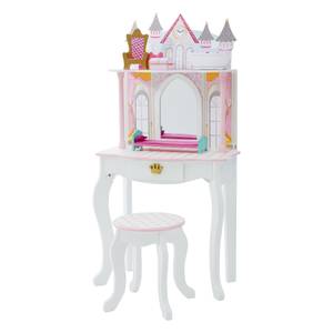 Kinder Schloss Schminktisch Mit Hocker Weiß - Kunststoff - Massivholz - 32 x 119 x 60 cm