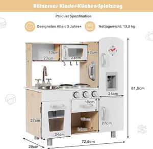 Kinderküche mit Licht+Sound Weiß - Holzwerkstoff - 29 x 82 x 73 cm