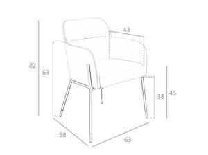 Chaise en croute cuir et pieds en acier Gris - Cuir synthétique - Textile - 63 x 82 x 58 cm