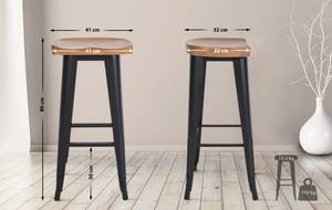 Tabouret de bar Clara Noir - Bois manufacturé - 41 x 80 x 32 cm