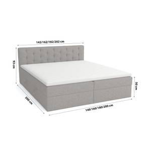 Boxspringbett Doppelbett Merano Grau - Breite: 180 cm