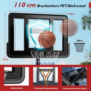 Basketballkorb EB50362DE Schwarz - Metall - 70 x 16 x 108 cm