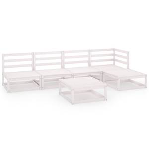 Garten-Lounge-Set (6-teilig) 3009922-1 Weiß - Massivholz - Holzart/Dekor - 70 x 30 x 70 cm