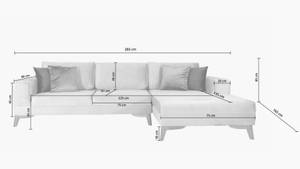 Ecksofa New York Leinen Grün - Holzwerkstoff - Massivholz - 265 x 85 x 165 cm