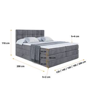 Boxspringbett MARCE KING Steingrau - Breite: 120 cm