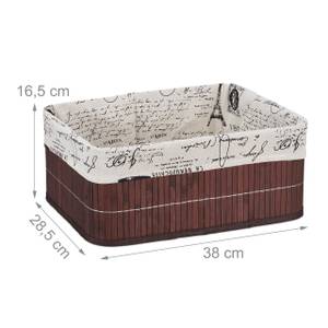 Panier de rangement en bambou  motifs Noir - Blanc crème - Marron foncé