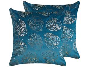 Coussin décoratif MONSTERA Bleu - Doré