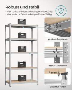 Schwerlastregal Ottawa Silber - Metall - 50 x 200 x 100 cm