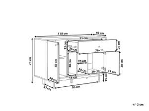 Buffet ITACA Noir - Marron - Blanc - Bois manufacturé - 118 x 78 x 40 cm