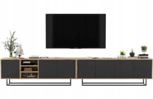 Tv-Lowboard Loft APOLLO Schwarz - Eiche Wotan Dekor