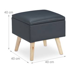 Tabouret avec rangement cuir artificiel Anthracite - Marron clair