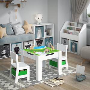 Kindersitzgruppe „Stella“ Weiß/Grün Grün - Holz teilmassiv - 60 x 48 x 60 cm