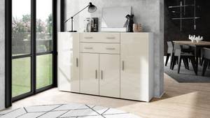 Highboard Aron Hochglanz Cremeweiß - Weiß